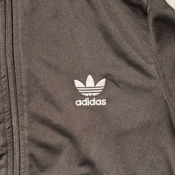 Adidas Vintage Trefoil Striped Black Zip Up Sweater - Sz M - Picture 8 of 9